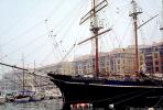 Le Marseille, Sailing Ship, Docks, Fog, Foggy, Waterfront, Buildings