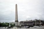 Obelisk, Ramses-II, Hieroglyphics, Place de la Concorde, Crillon Hotel, USA Embassy, May 1959, 1950s, CEFV07P03_05