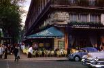 Corner Cafe, Rue De La Paix, Citroen 2CV, Cadillac, Sidewalk, May 1959, 1950s, car, CEFV07P03_14
