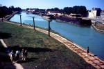 Marne Canal, Boats, Tracks, Water, Town, Rheims