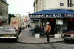 Restaurant de la Place D'Armes, cars, sidewalk, curb, September 1971, CEFV09P01_17