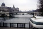 River Seine, buildings, bridges, December 1985