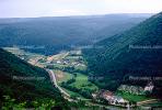 Forest, Valley, River, Mountain, Woodland, Trees, farmlands, fields
