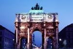 Siegestor (Victory Gate) or Victory Arch, Munich, Twilight, Dusk, Dawn, CEGV01P15_17