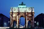 Siegestor (Victory Gate) or Victory Arch, Munich, Twilight, Dusk, Dawn, CEGV02P01_01