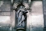 woman, robes, tablet, clamshell arch, sculpture, statue, statuary, art, artform, Dresden