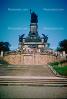 Niederwalddenkmal, statue of Germania, Rudesheim, Rhine River, Gorge, (Rhein), Niederwald Landscape Park, near Rudesheim am Rhein, Hesse, Germany, landmark, monument, 1950s, CEGV03P10_11.2589