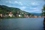 Heidelberg, River Nekar, Bridge, shoreline, 1950s
