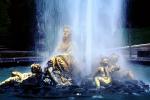 Golden Leaf Statue, Woman sitting in the falling water, Fountain, spray, Linderhof Palace, Schloss, Museum, Ettal, Bavaria, CEGV04P05_05