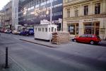 Checkpoint Charlie, sandbags, landmark, guardhouse, buildings, Berlin