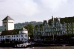dock, Homes, Houses, Village, Town, Hill, Mountain, Rhine River, (Rhein)
