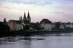 Church, buildings, riverfront, Koblenz, Mosel River