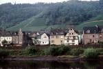Mosel, Church, Hillside, Homes, Riverfront, buildings, village, town, mountain, Mosel (wine region), River