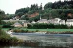 riverside, village, town, church, buildings, homes, trees, forest, Vic Trier, Mosel River