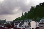 Town, village, buildings, church, hill, mountain, Saarburg