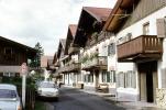 Cars, road, street, homes, buildings, balcony, Garmisch, Garmisch-Partenkirchen, Bavaria