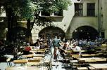 Biergarten, beer garden, Munich, tables, patrons, beergarden, CEGV07P07_03