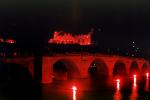 Nighttime, Karl Theodor Bridge, Alte BrŸcke, Neckar River, Heidelberg Castle, Schloss, mountains, CEGV08P03_12