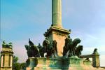 Horse Statues, Soldiers, Heroe's square,colonnades, famous landmark, Budapest, CEHV01P09_18