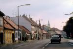 Village, road, buildings, homes, houses, Budapest