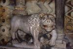Stone Lion Statue Guards the Entrance to Jak Church, Budapest