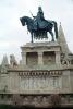 King Saint Stephen, Buda Castle Hill, statue, statuary, Lion, bar-relief, Budapest, CEHV01P14_11