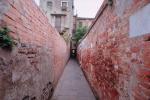 Alley, Alleyway, Red Brick Walls, Vanishing Point, Convergence, Venice, CEIV01P15_18.0896
