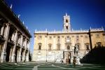 Rome, Palace, Statue, Clock Tower, Plaza, Capitoline Hill Cordonata, CEIV06P04_11