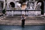 Man Reading a Newspaper, Water Fountain, aquatics, Steps, Stairs, ornate sculpture, Rome, landmark, CEIV06P14_16