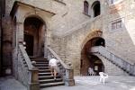 Stairs, steps, building, castle, Cortona, Arezzo, Tuscany, Italy, CEIV07P10_15