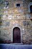 Wall, door, doorway, shields, brick wall, stone, Cortona, Arezzo, Tuscany, Italy, CEIV07P10_16