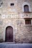 Wall, door, doorway, shields, brick wall, stone, Cortona, Arezzo, Tuscany, Italy, CEIV07P10_17