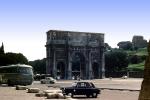 Arch of Constantine, cars, bus, roundabout, Rome, June 1961, CEIV10P08_05