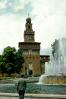 Sforzesco Castle Clock Tower, water fountain, 1950s