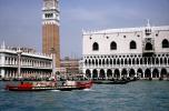 Powered Cargo Boats, Gondola, Campanile, Grand Canal, Doge's Palace, Bell Tower, Waterway