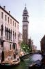 Leaning Bell Tower of San Giorgio dei Greci Church,, Bridge, Canal, Waterway, Buildings