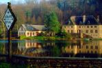 Abaye, Craval, Bucolic Buildings Reflection on a Lake, Water, Forest, CELV01P04_04