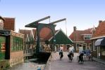 Canal, Brick Road, Roadway, Drawbridge, Bicycles, Volendam, CENV01P08_12
