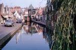 Canal, Waterway, Car, Reflection, Volendam