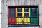 Colorful windows, doors, balcony, ironwork, CEOV02P15_13