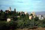 Trees, Buildings, Village, Alhambra, Granada, Andalusia, Spain, CEOV03P07_02