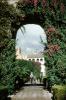 Arch, Gardens, Alhambra, Granada, Andalusia, Spain, 1940s, CEOV03P07_09