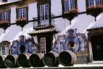 Fonseca Winery, Setubal, Barrels, Art, Flowers, Windows, Oak Barrels, blue tile, balcony