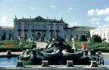 Palace of Queluz, Ceremonial Fa?ade" of the corps de logis designed by Oliveira, Fountain, water, statue, statuary, Sculpture, building, woman, pond, gardens, CEPV02P01_02
