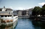 River, Buildings, Bridge, Water, Geneva, Switzerland, 1950s, CESV01P01_14