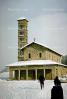 Church, Tower, Building, Saint Moritz, Switzerland, 1950s