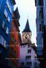 Clock Tower, Steeple, Building, Zurich, Switzerland, outdoor clock, outside, exterior, CESV01P14_18.1671