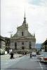 Church of the Holy Ghost, clock tower, steeple, building, cars, baroque, Bern, Switzerland