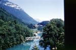 River, Bridge, Trees, Mountains, Forest, Interlaken, Switzerland, CESV02P08_09
