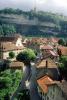 Homes, Houses, Buildings, Street, Red Roofs, Tower, Fribourg, Switzerland
